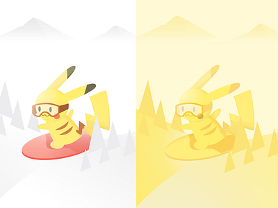 Pikachu Snowboard Yellow or White ? art colors illustration pikachu pokemon yellow