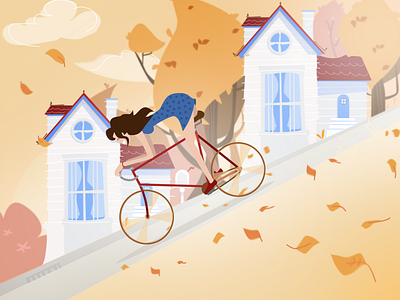 Autumn freedom autumn design girl house illustration ilustrations orange photoshop vector