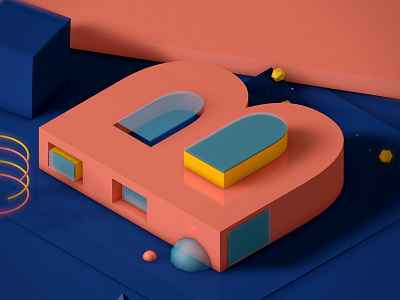 B for @36daysoftype alphabet animation experimental isometric motion graphics