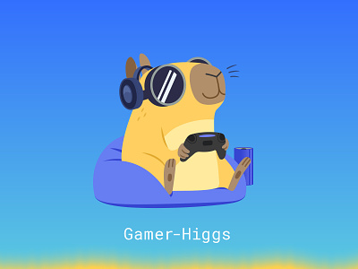 Gamer Higgs capybara character cute illustration mascot vector