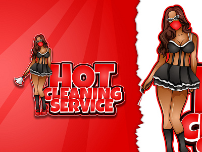 Hot Cleaning Service Mascot logo custom logo