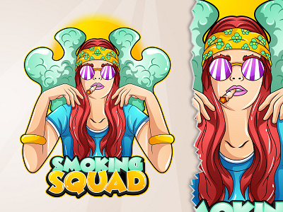 Smoking Squad Mascot Logo custom logo