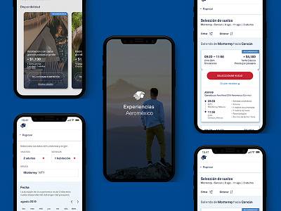 Experiencias AM airline app booking design mexico mobile ui ticket tourism tours travel ui ux