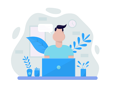 A Freelancer Working From Home Illustration. art art illustration character illustration flat illustration freelancer graphic designer freelancer working with figure freelancer life work from home icon illustration workspace man illustrator vector illustration job worker freelancer iphone ui ux vector vector art vector illustration