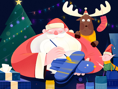 Merry Christmas! affinity designer character child children christmas deer fairy gift illustration man merry christmas merry xmas new year night people present toy uran work