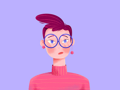 Avatar Illustration 1 affinity designer avatar beauty character color drawing fashion girl hair illustration lady people pink portrait purple red sweater uran woman