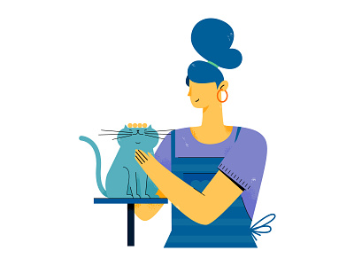 etailpet adobe illustrator cat character draw flat girl illustration people pet pet care uran vector woman
