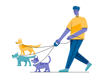 etailpet animal character dog etailpet flat illustration man people pet pets uran vector walk