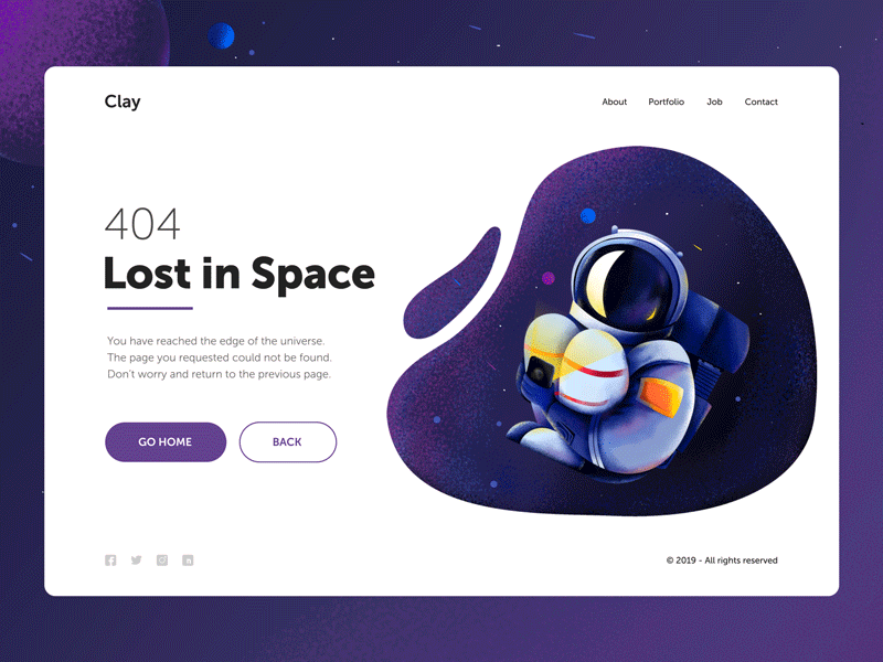 404 Lost in Space 404 animation character error illustration man planet space spaceman star ui universe web website