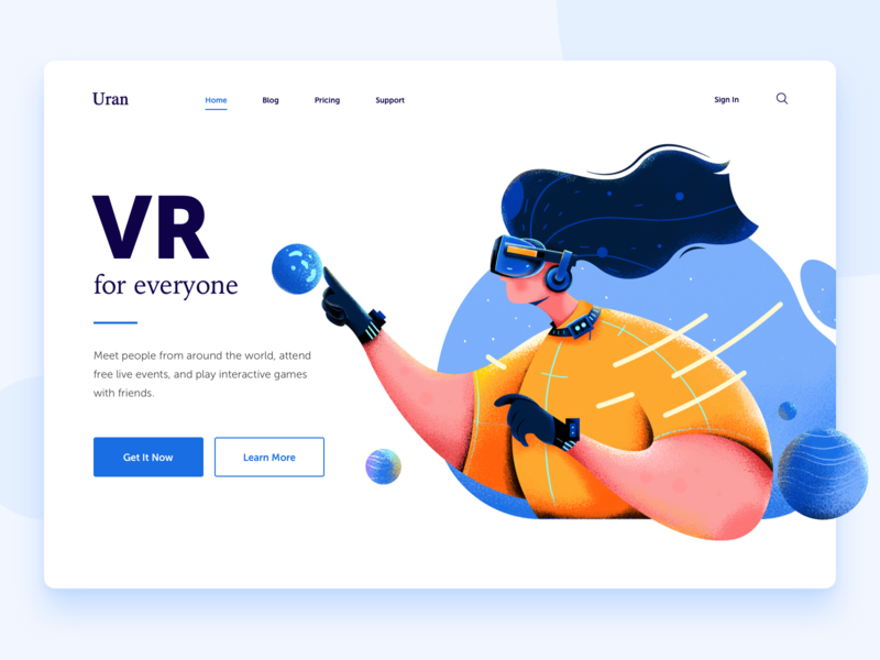 VR character earth game girl hair illustration people planet reality touch ui virtual vr web website woman