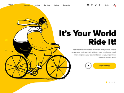 Bike animation bicycle bike boy character cycle cyclist header illustration interface man motion people ride rider track ui ux web website