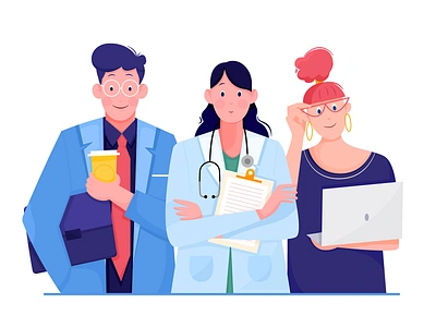 Professions boy business career character design designer doctor girl human illustration job man nurse office people person profession woman work worker