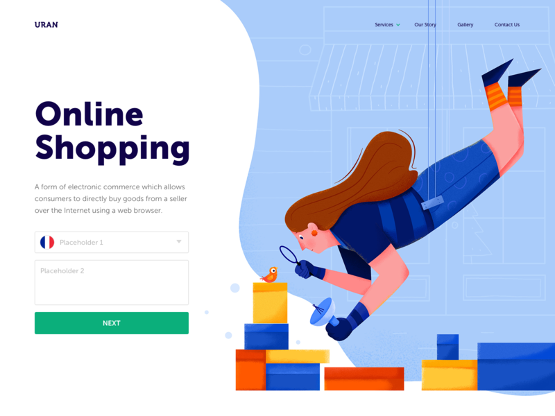 Online Shopping affinity designer analysis animal bag bird box business buy character fly girl illustration magnifier online people person shop shopping store woman