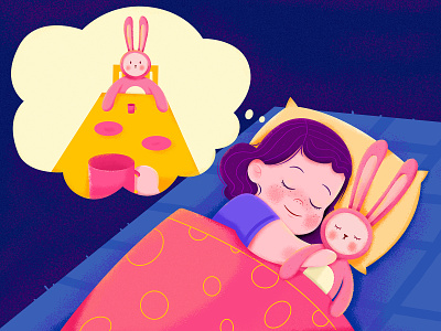 Sweet Dream bunny character child childhood children cute dream family friend girl home house illustration kid play rabbit sleep sweet tea party toy