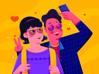 Couple Selfie affinity designer beautiful beauty boy camera character color couple fashion girl illustration love man people person phone photo selfie style woman