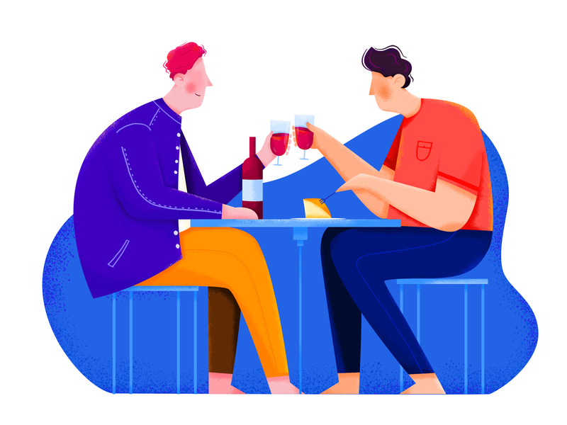 Cheers affinity designer amigo boy character cheers drink eat enjoy food friend illustration juice man mate partner people team time uran wine