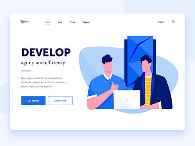 Develop affinity designer agility application boy business character collab develop developer development efficiency illustration laptop mainframe man office people tool uran work