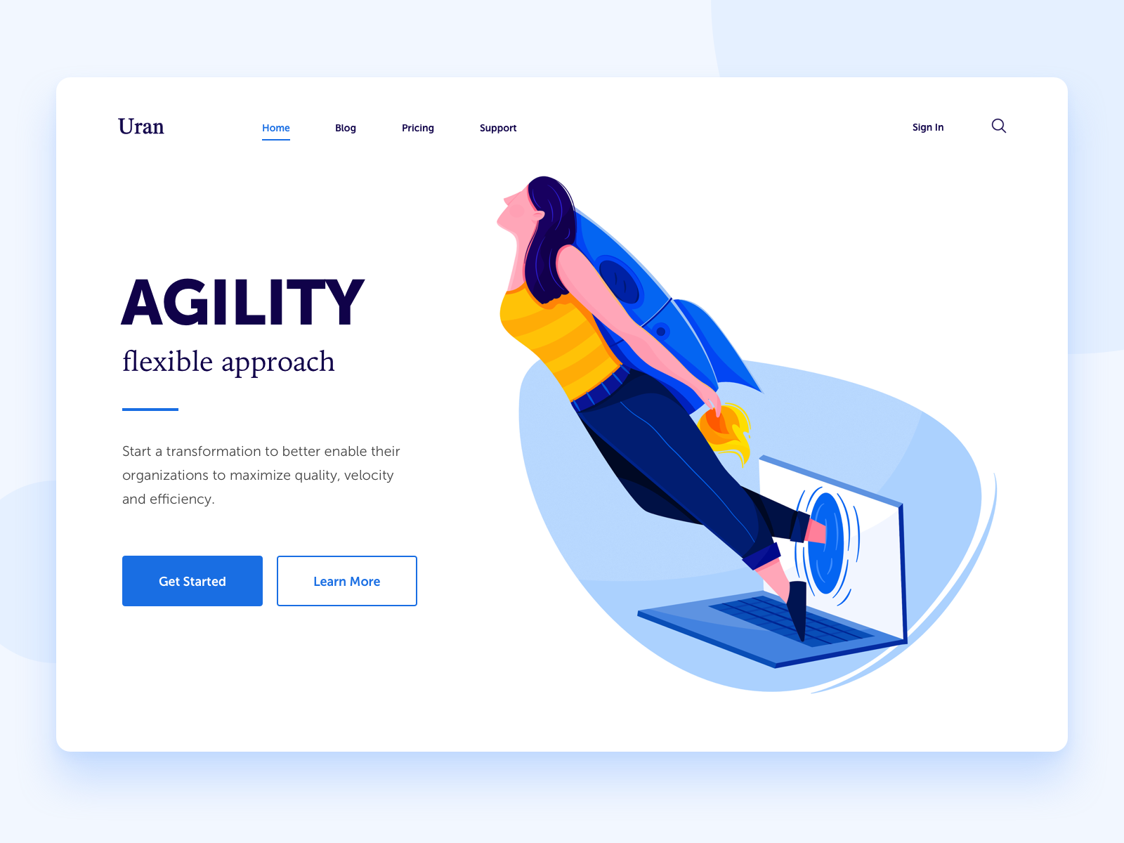 Agility affinity designer agility business character computer fast fly girl illustration lady laptop launch mainframe office people rocket technology uran woman work