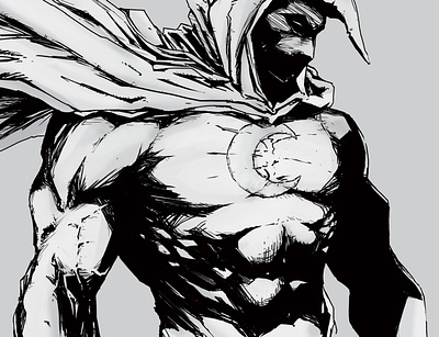 Moon Knight black and white illustration super hero