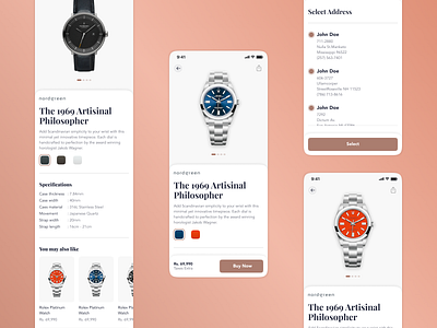 E-Commerce App - Watching Out address app branding buy checkout design e commerce screen time ui ux watch watches