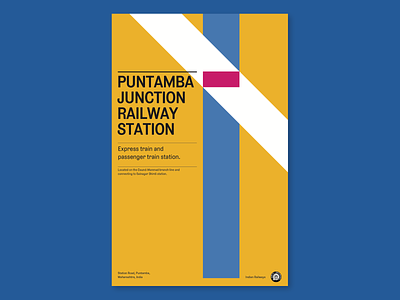Wikipedia Challenge - Puntamba Junction V2 aesthetic clean colorful destihl india layout poster poster a day poster art poster challenge poster design posters train train station travel typography yellow