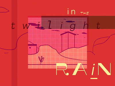 In The Twilight Rain design graphic graphicdesign haiku illustration japanese art landscape poem twilight typography