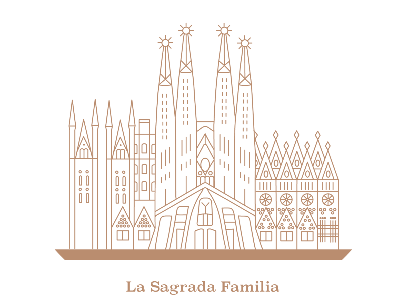 La Sagrada Familia Icon architecture gaudi spain lanmarks landmark design vector illustration icon sagrada familia barcelona