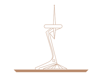 Calatrava Telecommunication Tower Icon architecture barcelona design icon illustration spain vector