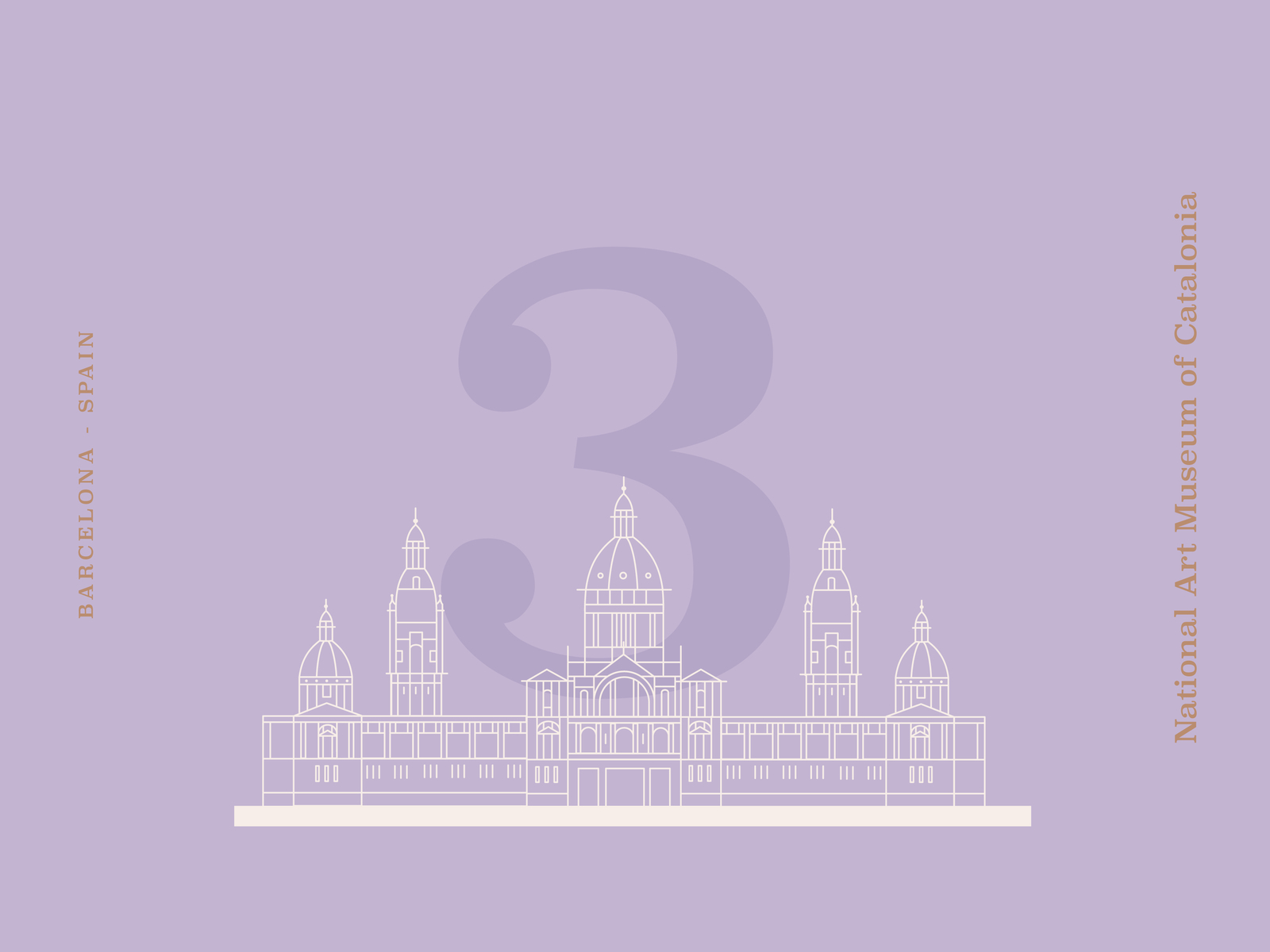 National Art Museum of Catalonia lanmarks landmark vector spain illustration icon design barcelona architecture