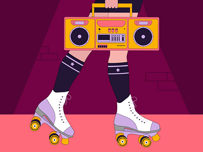Skater Girl girl illustration music radio skater stereo vector