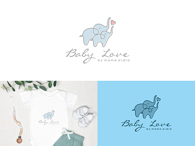 babylove logo baby boutique branding design elephan graphic design illustration logo love product