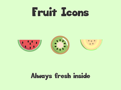 Flat Fruit Icons 2d branding design flat graphic design icon illustration logo ouline