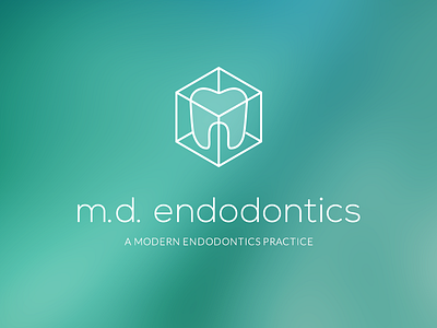 m.d. endodontics logo box brand branding cube dentist identity lines logo mark teeth tooth