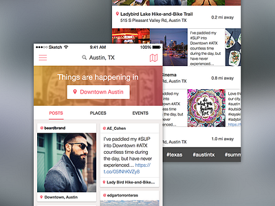 HapApp iOS App app design feed hashtag ios location posts social media social media feed tweets ui ux