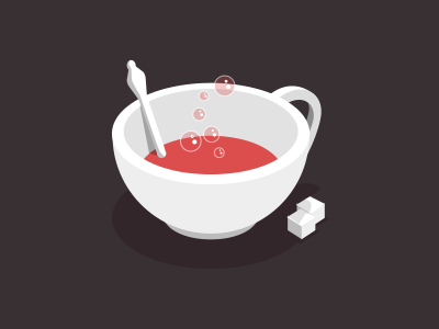 Red, bubbly tea bubble cup flat icon tea vector
