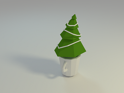 Tree in a cup 3d blender low poly