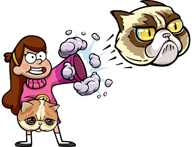 Hand Cat Cannon doodlepark gravity falls grumpycats mabel sticker