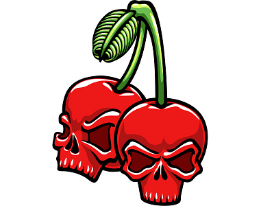 Cherry Old Skull cherry doodlepark skull sticker