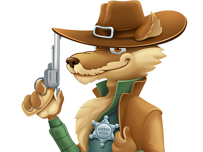 Wild Coyote character coyote octoberweb sheriff pizza