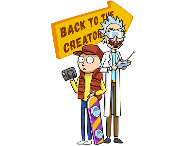Back To The... back to the future doodlepark rick and morty sticker