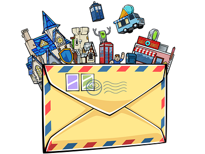 Free delivery! battle doodlepark game illustration mail photoshop vector