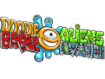 Second New Game's Logo battle branding doodlepark game illustration logo photoshop sticker typography vector
