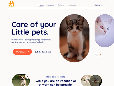 Pet Care Website Landing Page branding landing page pet care pet website ui website design
