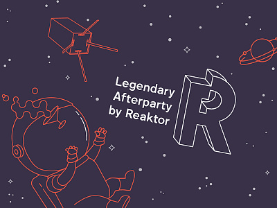 Illustration for an afterparty event astronaut illustration reaktor satellite space vector