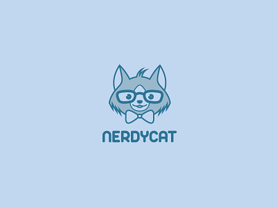 Nerdycat animal brand branding cat geek logo nerd nerdycat outline