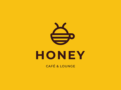HONEY Café bee branding cafe coffee honey logo lounge monogram mug outline