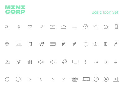 Minicorp Icon Set agency design designer designsystem flat flat design icon iconography illustration line art minicorp minimal product sketch sketch app style styleguide ui ux vector