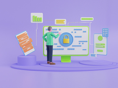 3D Illustration of Data Security