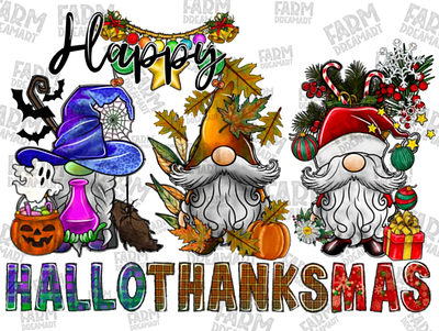 Happy Hallothanksmas Png, Gnomes Png app branding design graphic design illustration logo typography ui ux vector