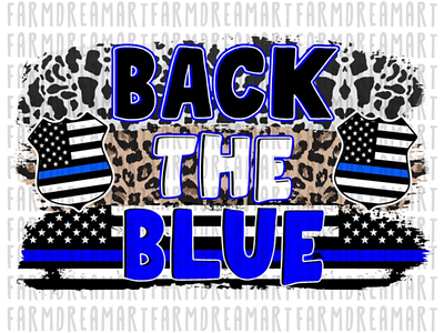 Back The Blue PNG,Blue Stripe Stars Police Design